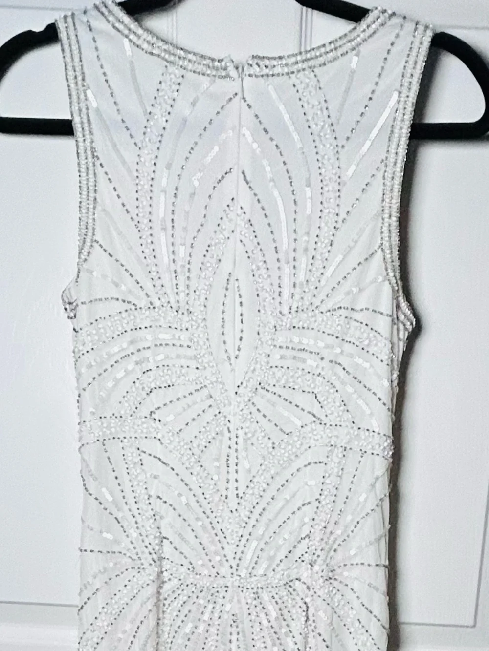 Lulu's White Beaded V-Neck Wedding Dress - Picture 9 of 10
